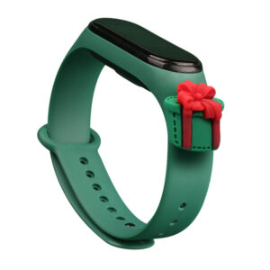 Strap Xmas for Xiaomi Mi Band 3 / 4 Christmas Silicone Strap Bracelet with Gift - Dark Green