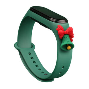 Strap Xmas for Xiaomi Mi Band 3 / 4 Christmas Silicone Strap Bracelet with Bell - Dark Green