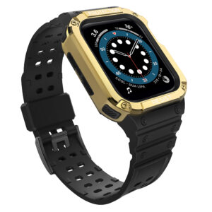 Protect Strap Band for Apple Watch 42/44/45mm Armored Case Strap - Black, Gold