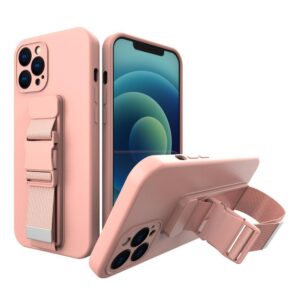 Rope Case Silicone Lanyard Cover Purse Lanyard Strap for Xiaomi Poco M4 Pro 5G Pink