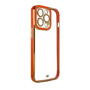 Fashion Case for iPhone 12 Gold Frame Gel Cover Red