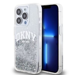 DKNY Liquid Glitter Arch Logo Case for iPhone 14 Pro Transparent