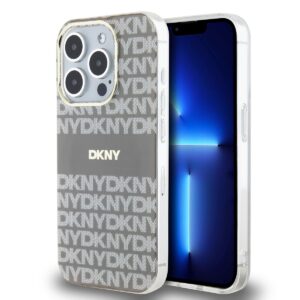 DKNY PC/TPU Repeat Pattern Tonal Stripe Magsafe Case for iPhone 14 Pro Beige