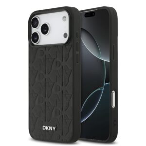 DKNY PU Leather Grid Pattern Magsafe Case for iPhone 17 Pro Max Black