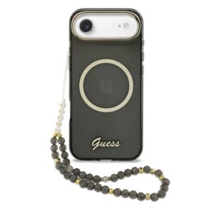 Guess IML Glitter Script Strap MagSafe Case for iPhone Air Black