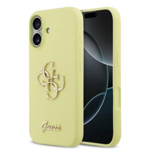 Guess Liquid Silicone 4G Metal Logo Case for iPhone 17 Yellow