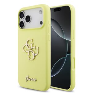 Guess Liquid Silicone 4G Metal Logo Case for iPhone 17 Pro Max Yellow