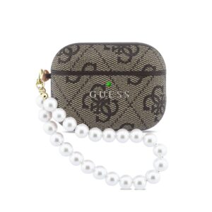 Guess PU 4G Classic Logo Pearl Strap Case for AirPods Pro 3 Brown