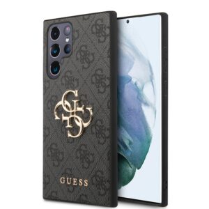 Guess PU 4G Metal Logo Case for Samsung Galaxy S24 Ultra Grey