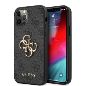 Guess PU 4G Metal Logo Case for iPhone 12/12 Pro Grey
