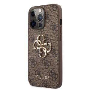 Guess PU 4G Metal Logo Case for iPhone 13 Pro Max Brown