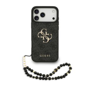 Guess PU 4G Metal Logo Strap Case for iPhone 17 Pro Max Black