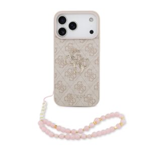 Guess PU 4G Metal Logo Strap Case for iPhone 17 Pro Max Pink