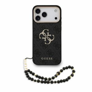 Guess PU 4G Metal Logo Strap Case for iPhone 18 Pro Max Black