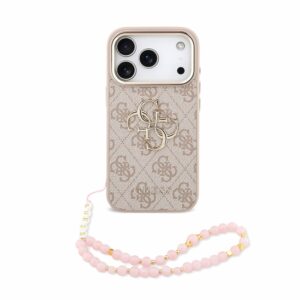 Guess PU 4G Metal Logo Strap Case for iPhone 18 Pro Pink