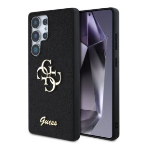 Guess PU Fixed Glitter 4G Metal Logo Case for Samsung Galaxy S25 Ultra Black