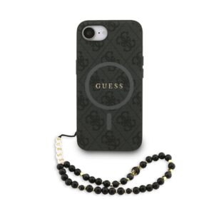 Guess PU Leather 4G Colored Ring Strap MagSafe Case for iPhone 16e/17e Black
