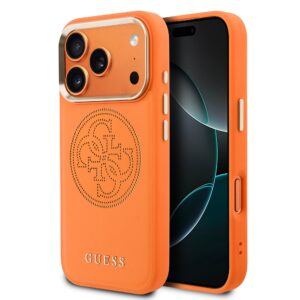 Guess PU Perforated 4G Logo MagSafe Case for iPhone 17 Pro Max Orange