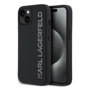 Karl Lagerfeld 3D Rubber Glitter Logo Case for iPhone 14 Black