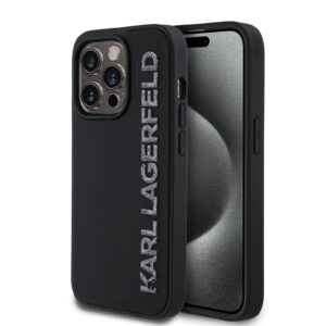 Karl Lagerfeld 3D Rubber Glitter Logo Case for iPhone 14 Pro Black
