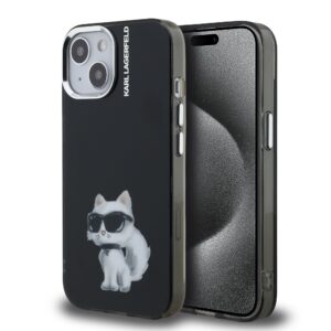 Karl Lagerfeld IML Aquarelle Choupette Case for iPhone 15 Black