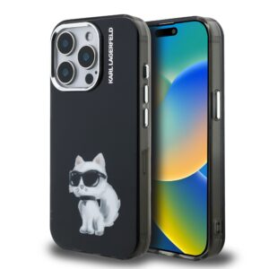 Karl Lagerfeld IML Aquarelle Choupette Case for iPhone 15 Pro Black