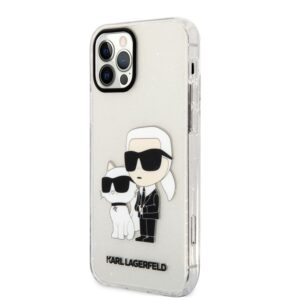 Karl Lagerfeld IML Glitter Karl and Choupette NFT Case for iPhone 12/12 Pro Transparent