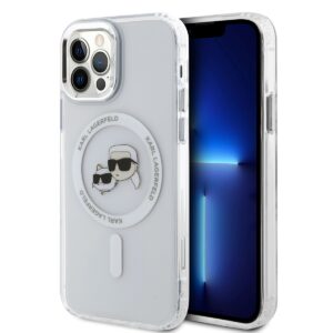 Karl Lagerfeld IML K&CH Heads Metal Frame MagSafe Case for iPhone 12/12 Pro Transparent