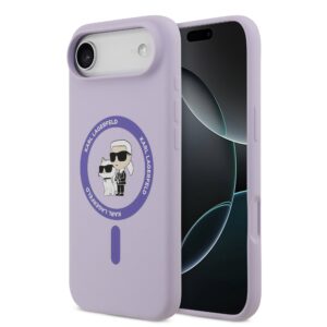 Karl Lagerfeld Liquid Silicone Karl and Choupette MagSafe Case for iPhone Air Purple