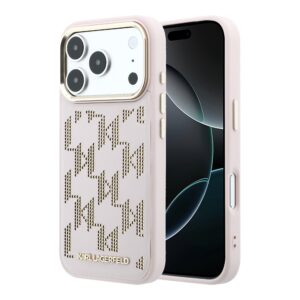 Karl Lagerfeld PU Perforated Monogram MagSafe Case for iPhone 17 Pro Max Pink