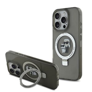 Karl Lagerfeld Ringstand Karl and Choupette MagSafe Case for iPhone 16 Pro Max Black