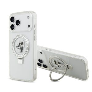 Karl Lagerfeld Ringstand Karl and Choupette MagSafe Case for iPhone 17 Pro Max White
