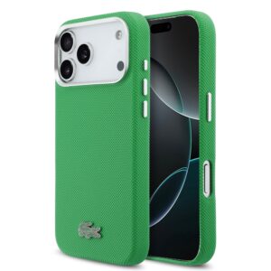 Lacoste PVC Iconic Petit Pique Metal Logo MagSafe Case for iPhone 17 Pro Max Green
