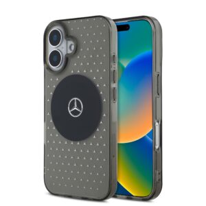Mercedes PC/TPU Star Pattern MagSafe Case for iPhone 16 Plus Black