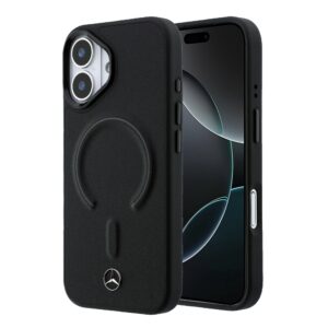 Mercedes PU Leather 3D MagSafe Case for iPhone 17 Black