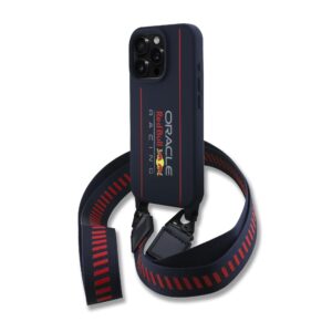 Red Bull Silicone Vertical Logo MagSafe Case + Crossbody Strap for iPhone 16 Pro Navy