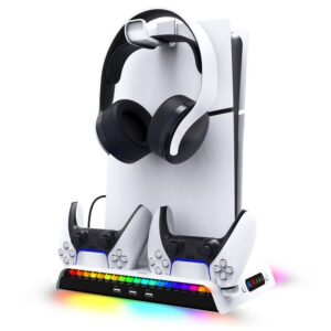 iPega P5S006 Multifunctional Charging RGB Stand with Cooling for PS5 Slim White