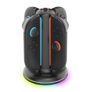 iPega SW2052 Charger Dock with RGB for JoyCon Controllers Nintendo Switch 2 Black