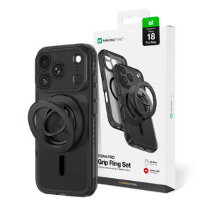 AmazingThing Titan Pro Lens Ring Set Case for iPhone 18 Pro Max with Camera Cover and Magnetic Ring Compatible with MagSafe - Black