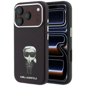 Karl Lagerfeld Smooth Ikonik Sketch MagSafe case for iPhone 18 Pro Max / 17 Pro Max - burgundy