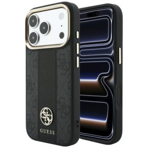 Guess 4G with Stripe Round and Classic Logos MagSafe Case for iPhone 17 Pro Max / 18 Pro Max - Black