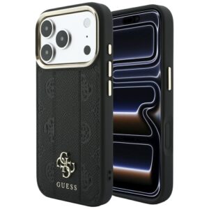 Guess Stripe Peony 4G Logo MagSafe Case for iPhone 17 Pro / 18 Pro - Black