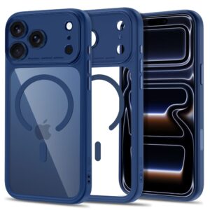 Tech-Protect MagPeak MagSafe CC Case for iPhone 18 Pro Max / 17 Pro Max - Clear Navy Blue