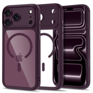 Tech-Protect MagPeak MagSafe CC Case for iPhone 18 Pro / 17 Pro - Clear Burgundy