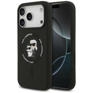 Karl Lagerfeld Silicone Karl&Choupette Ring MagSafe Case for iPhone 18 Pro Max / iPhone 17 Pro Max - Black