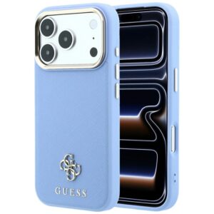 Guess Saffiano Small 4G & Classic Logo MagSafe Case for iPhone 18 Pro Max / 17 Pro Max - Light Blue