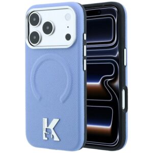 Karl Lagerfeld Grained Embossed Ring & Kameo Logo MagSafe Case for iPhone 18 Pro Max / 17 Pro Max - Light Blue