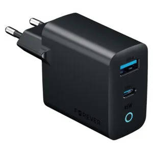 Forever Vibe-TC45AC GaN PD QC charger 1x USB-C 1x USB 45W dark grey