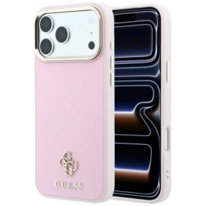 Guess Saffiano Small 4G & Classic Logo MagSafe case for Iphone 18 Pro Max / 17 Pro Max pink