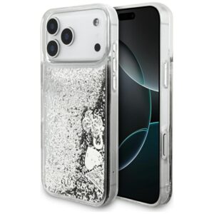 Guess Liquid Glitter 4G Charms case for iPhone 18 Pro Max / 17 Pro Max silver